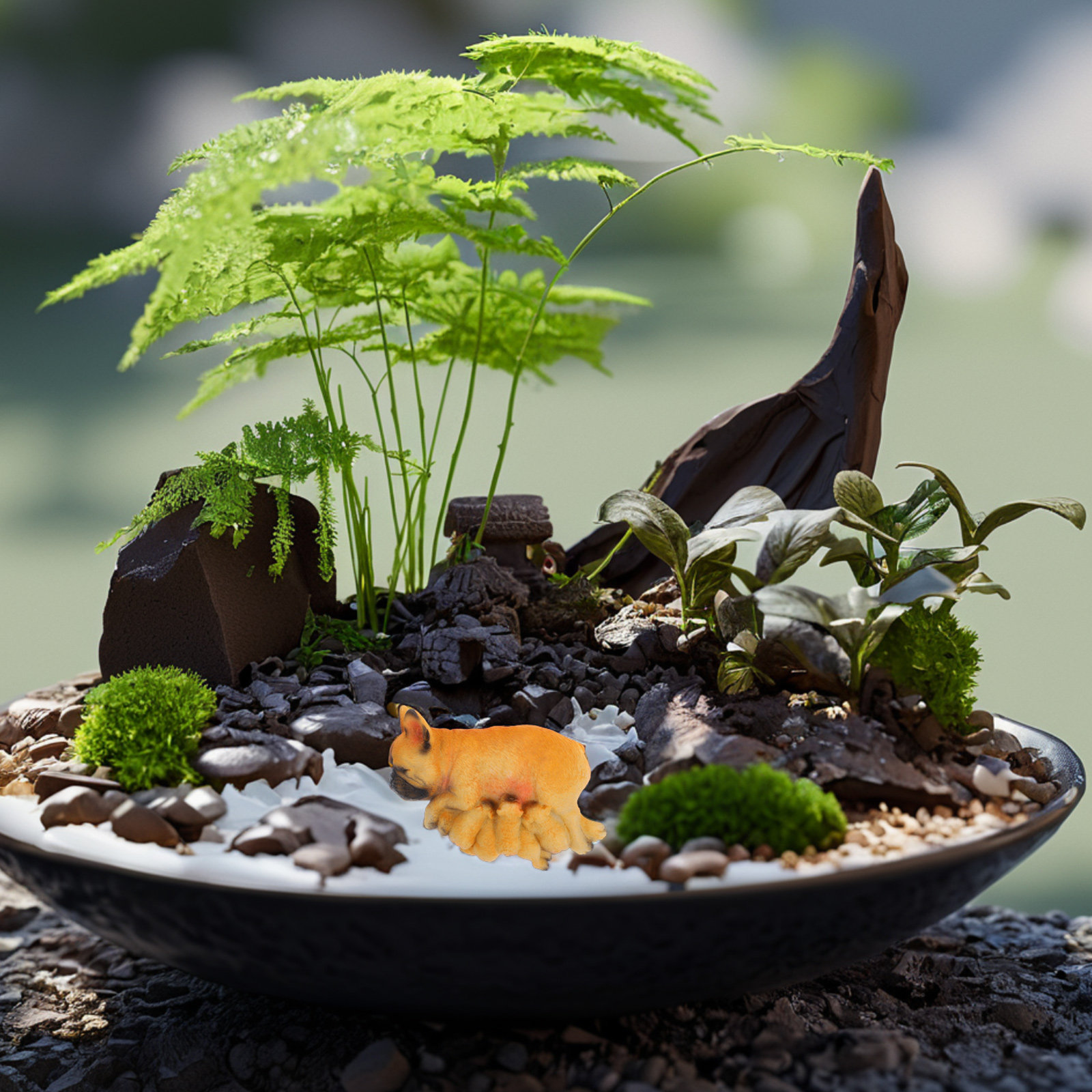 Estátua Realista de Mini Bulld - Succulent Arrangement Mini avaliação e preço